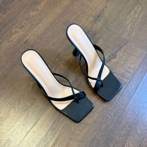Women’s Black Strappy Square-Toe Heel